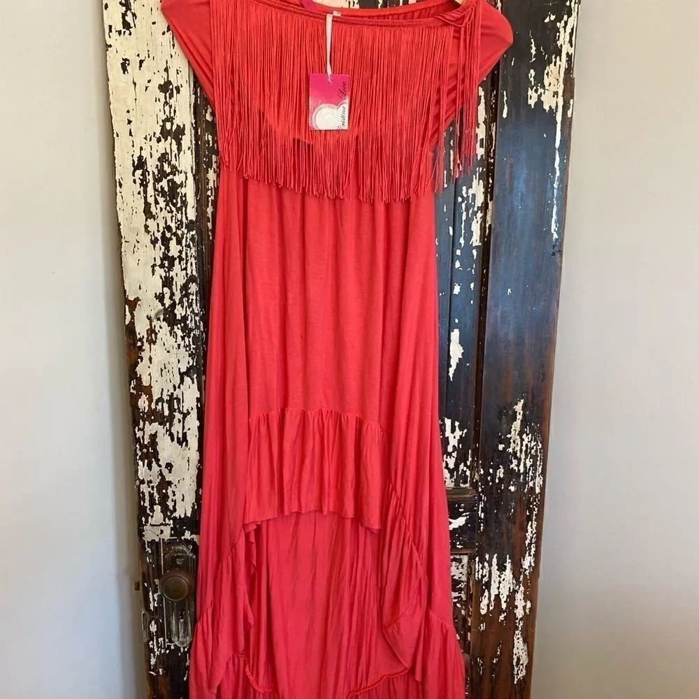 NWT Boho fringe strapless sundress.  Size M.